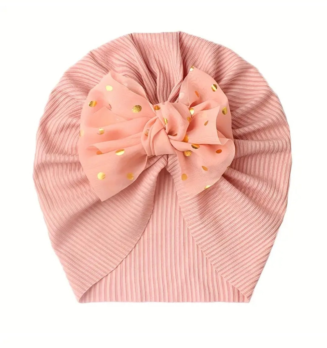 Peachy Pink Polka Bowknot Turban 