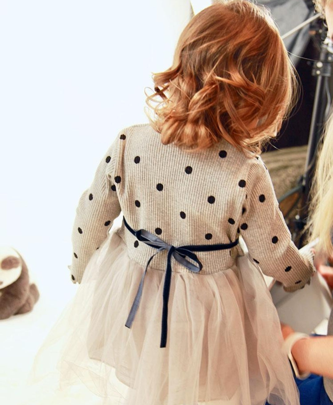 Gray Polka Dress with Romantic Tutu