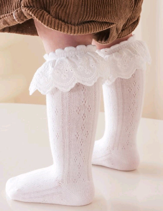 White Ruffle Lace Socks 40002