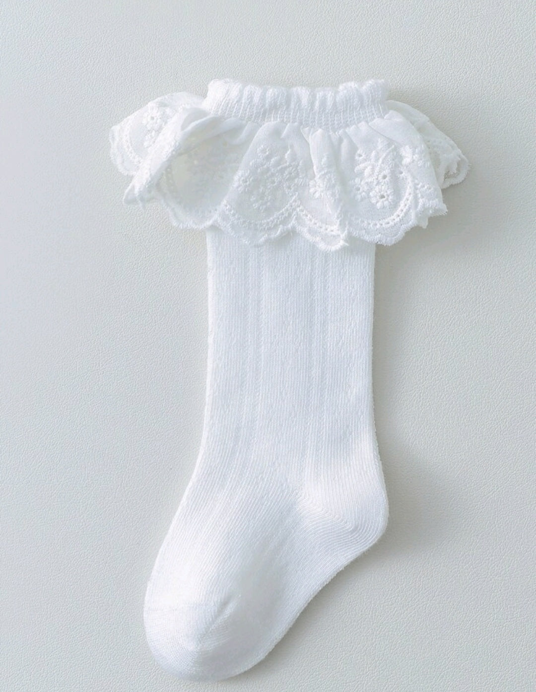 White Ruffle Lace Socks 
