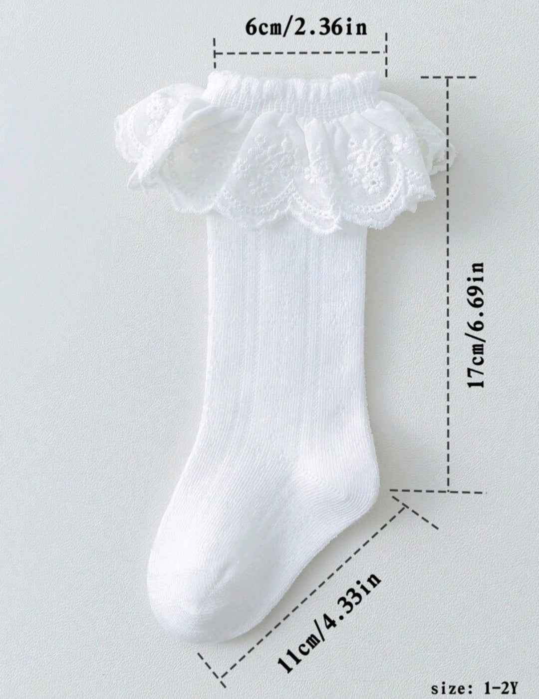 White Ruffle Lace Socks 40002
