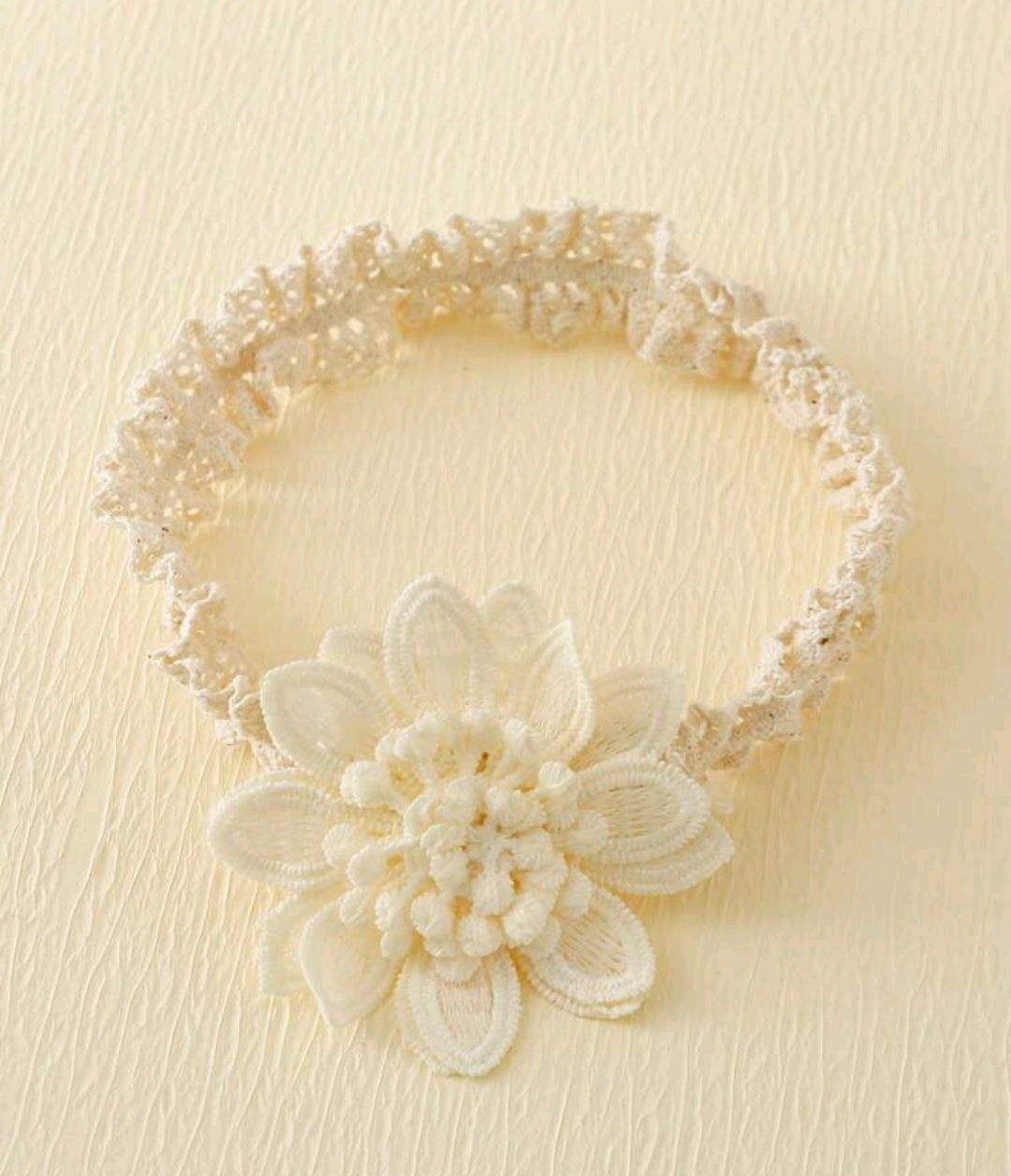 Off White Lace Floral Headband and Socks