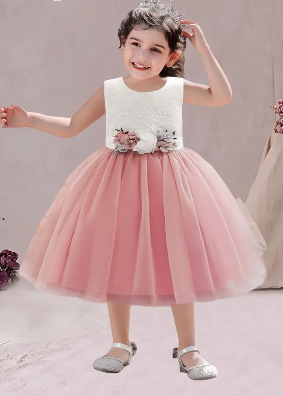 Lace Pink Floral Special Occasions Dress  1000154