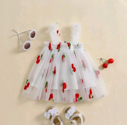 Embroidered Cherry Tulle Dress #1000123