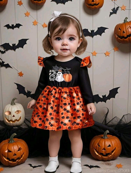 BOO Halloween Dress Black and Orange 1001004