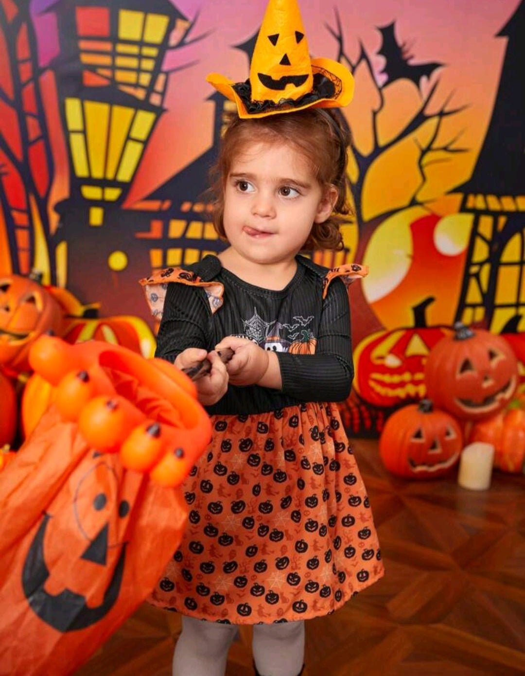 BOO Halloween Dress Black and Orange 1001004