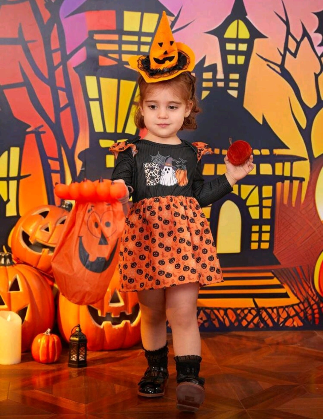 BOO Halloween Dress Black and Orange 1001004