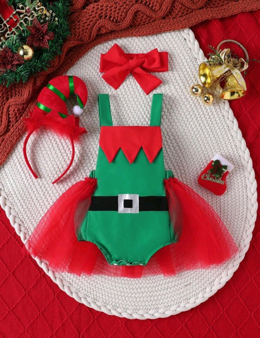 Christmas Romper and Headband Bow