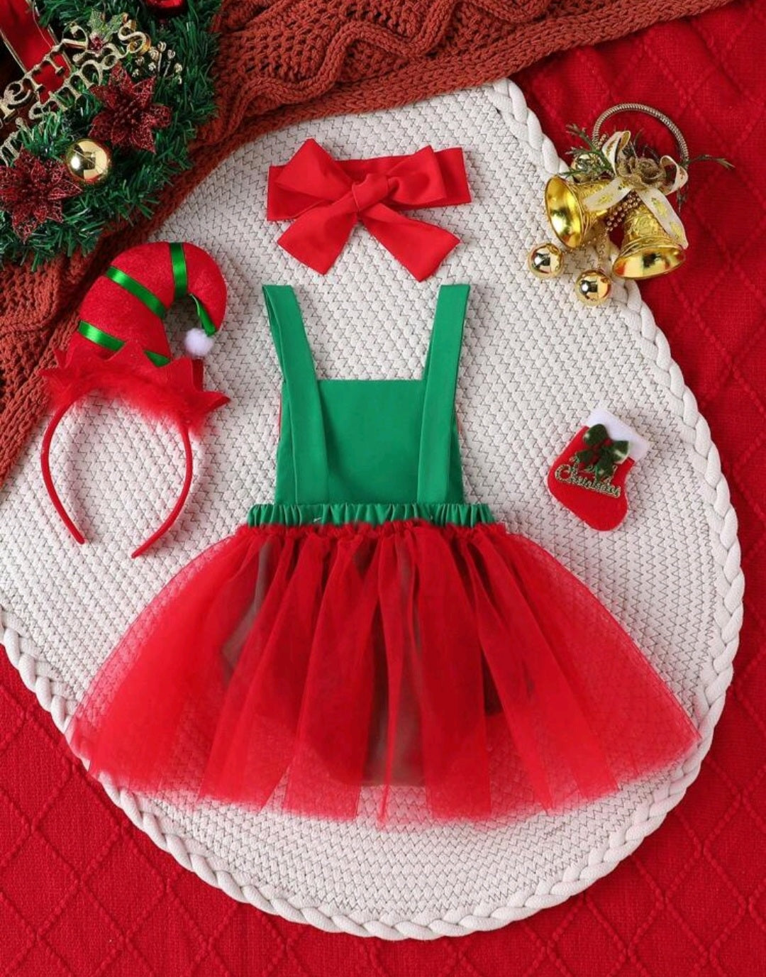 Christmas Romper and Headband Bow