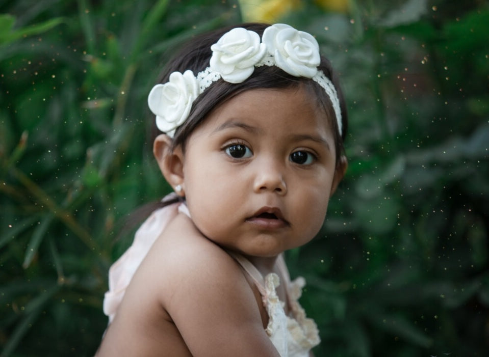 Lace Ruffle Romper with Floral Belt/Headband 1000470