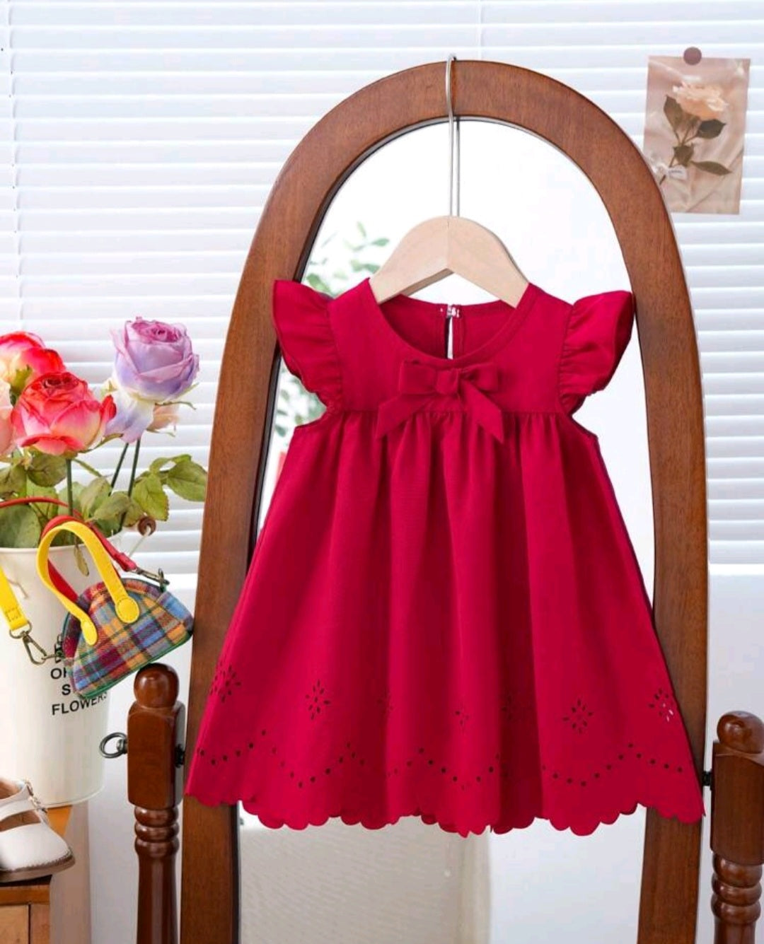 Red Fly Sleeve Dress #1001041