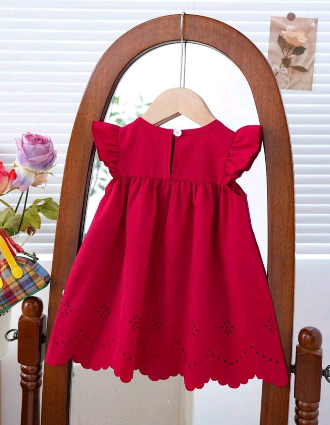 Red Fly Sleeve Dress #1001041