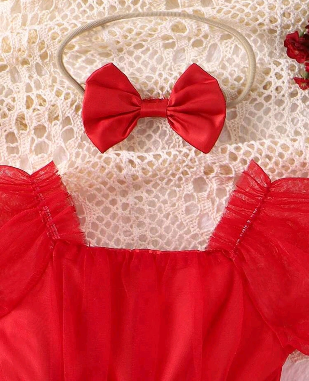 Red Balloon Sleeve Romper and Headband #1000722