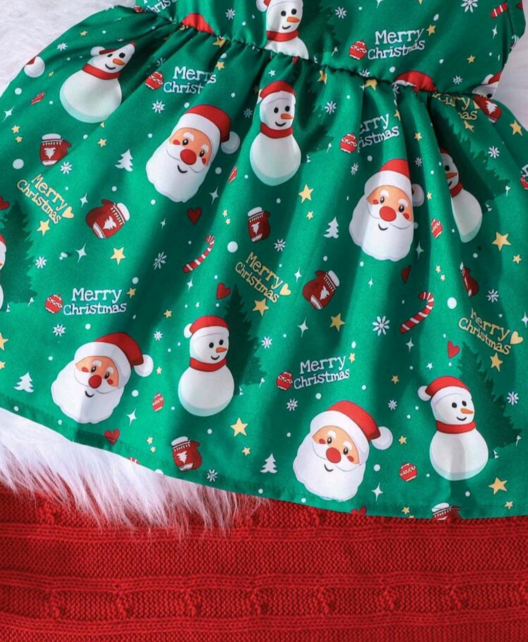 3PSC Christmas Outfit Dress, Headband and Long Sleeve Ruffle Top