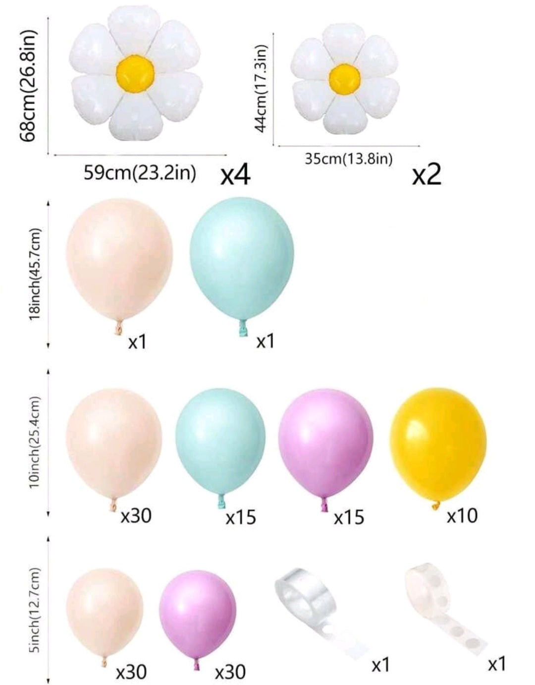 80's Floral Balloon Set 140PSC 500025