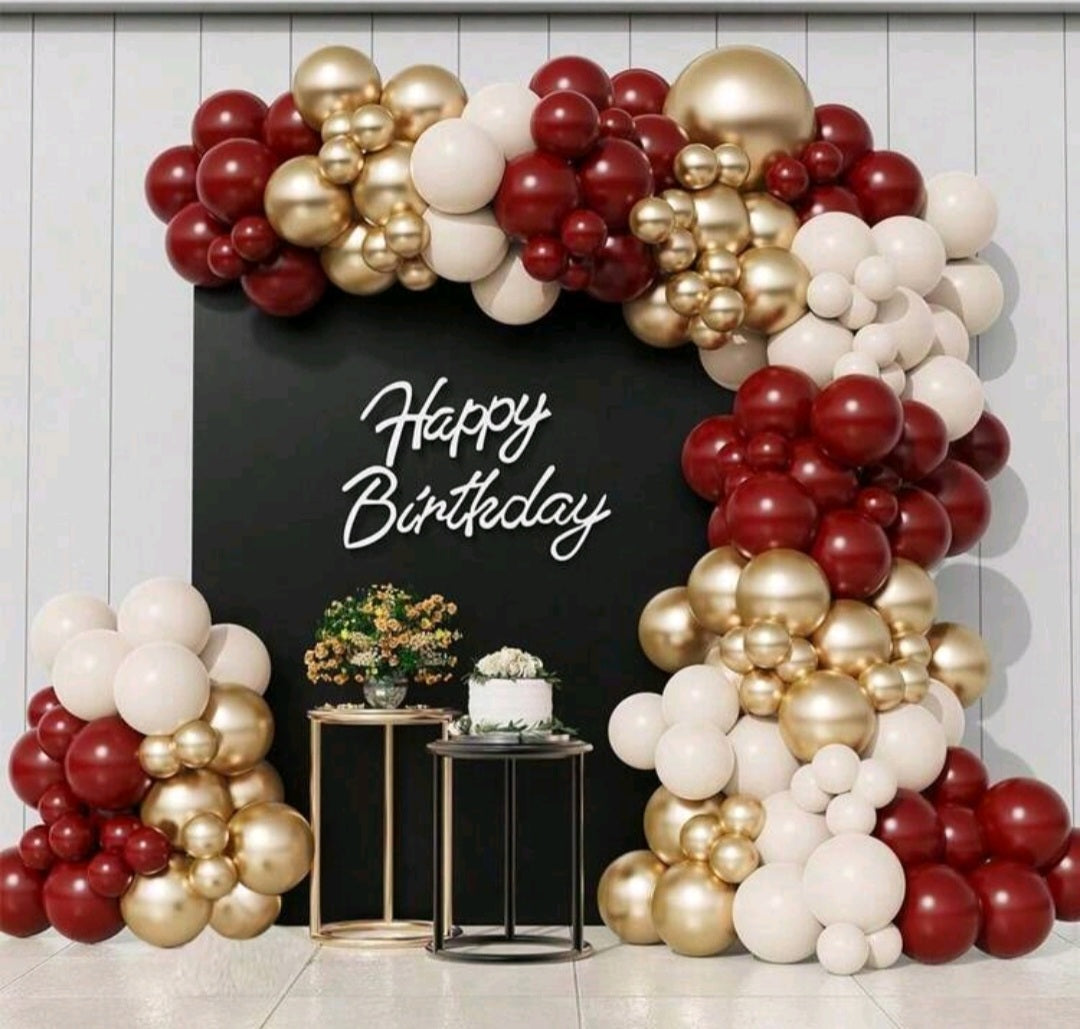 139PCS Maroon and Gold Balloon Set  500037