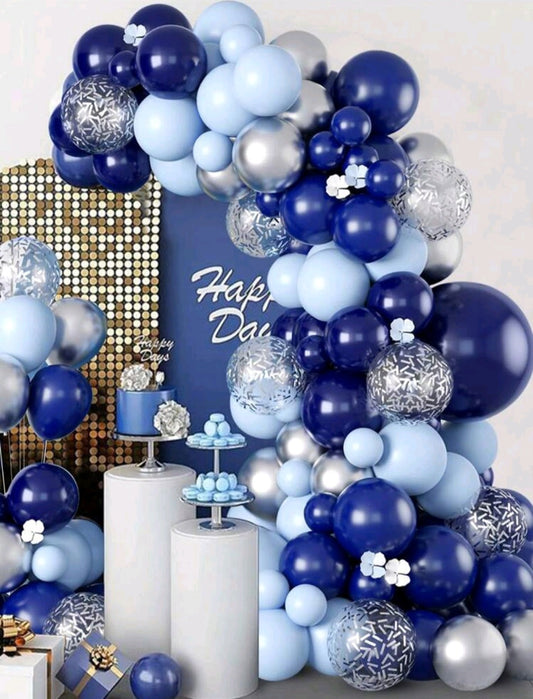 Navy and Silver Sequins Balloon Garland Set 99PCS #500068