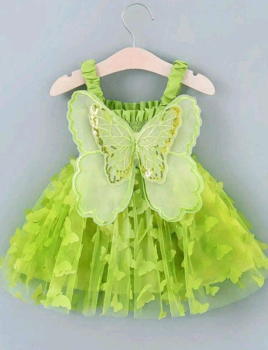 Lime Green Mesh Butterfly Dress 