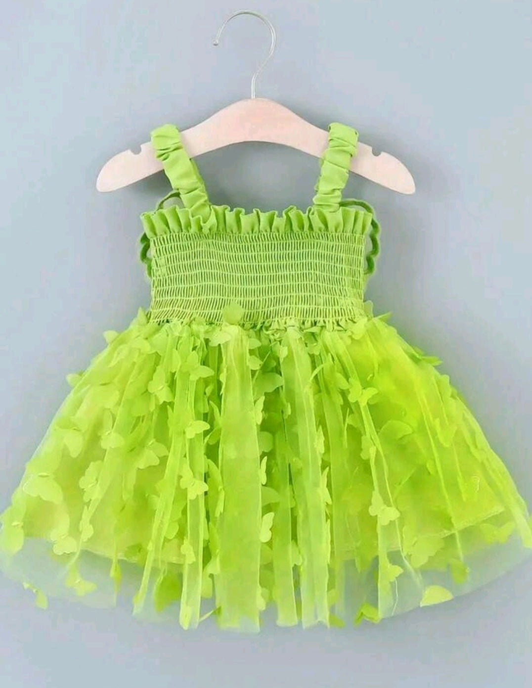 Lime Green Mesh Butterfly Dress 