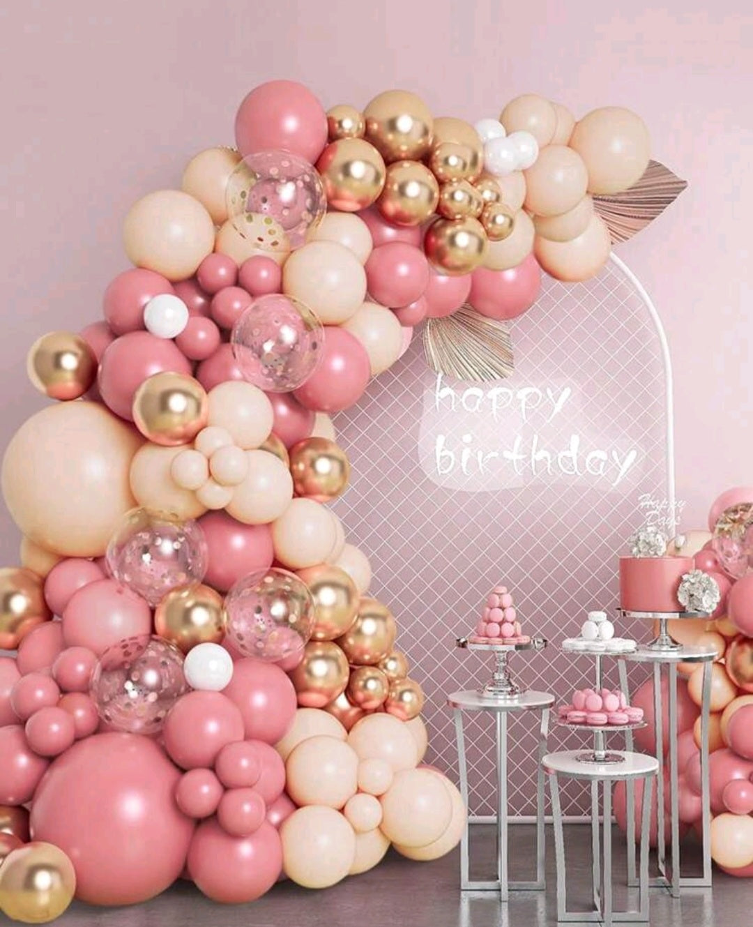 Pink and Gold Balloon Arch 109PCS