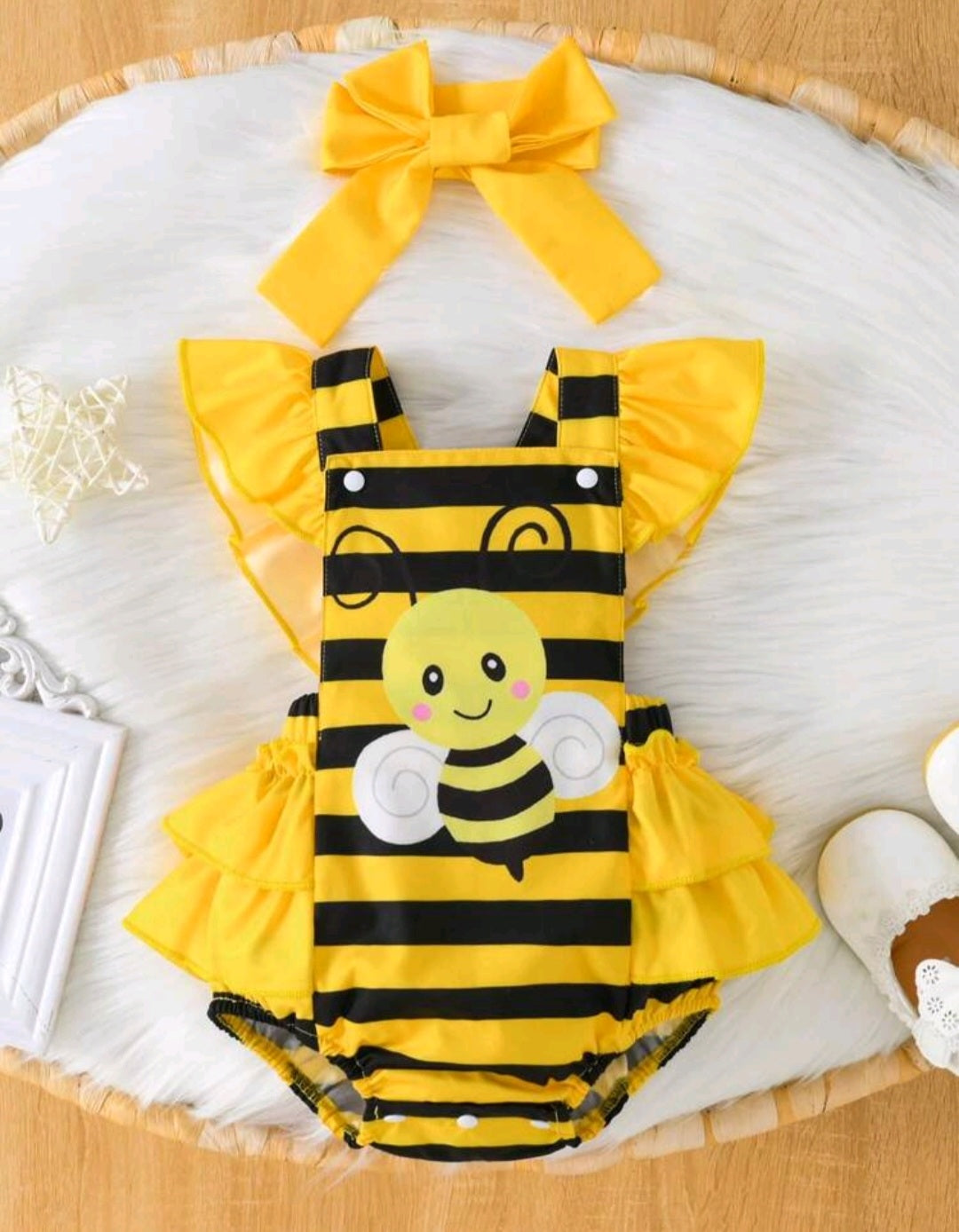 It's Your Bee-day Romper and Headband 