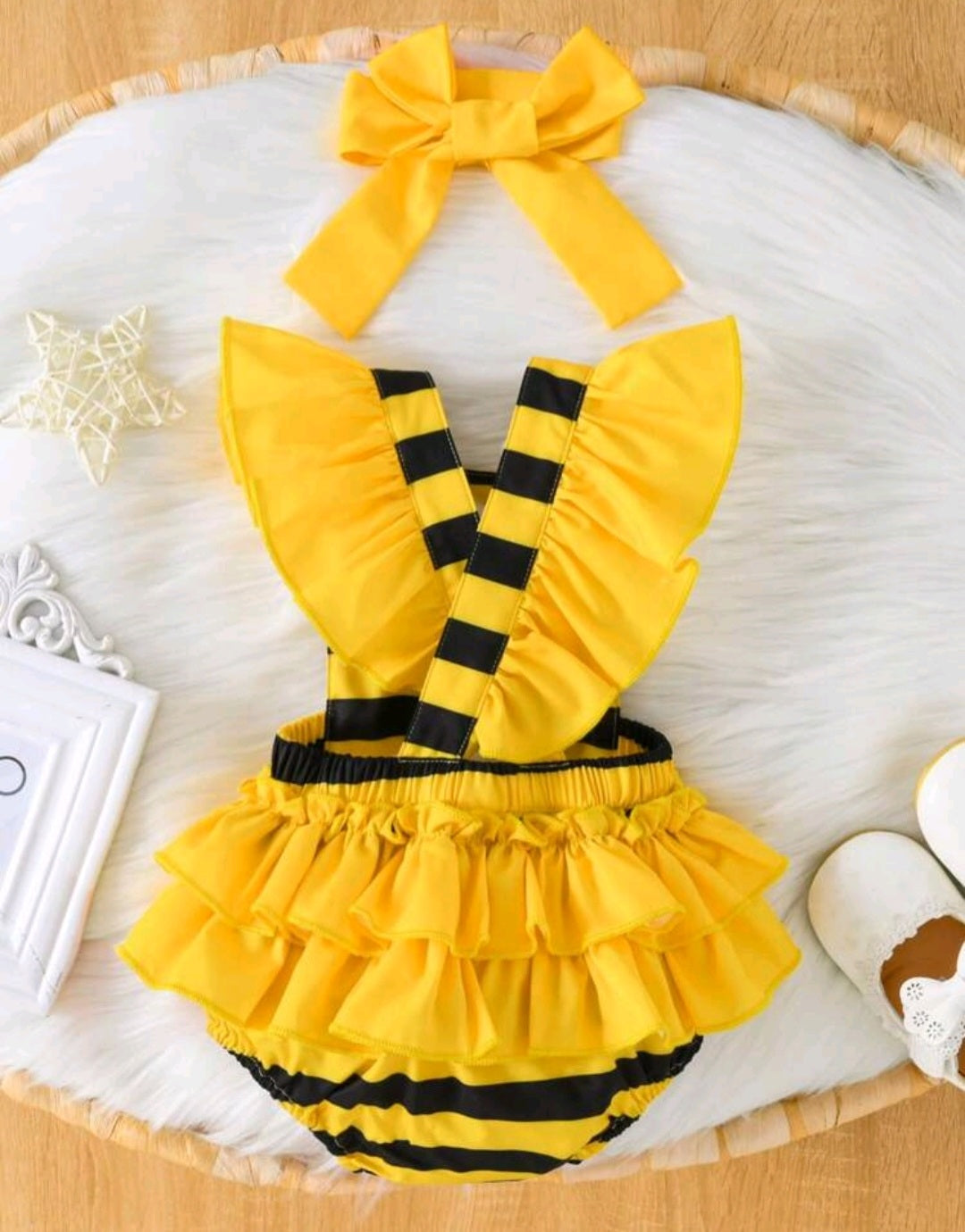 It's Your Bee-day Romper and Headband 