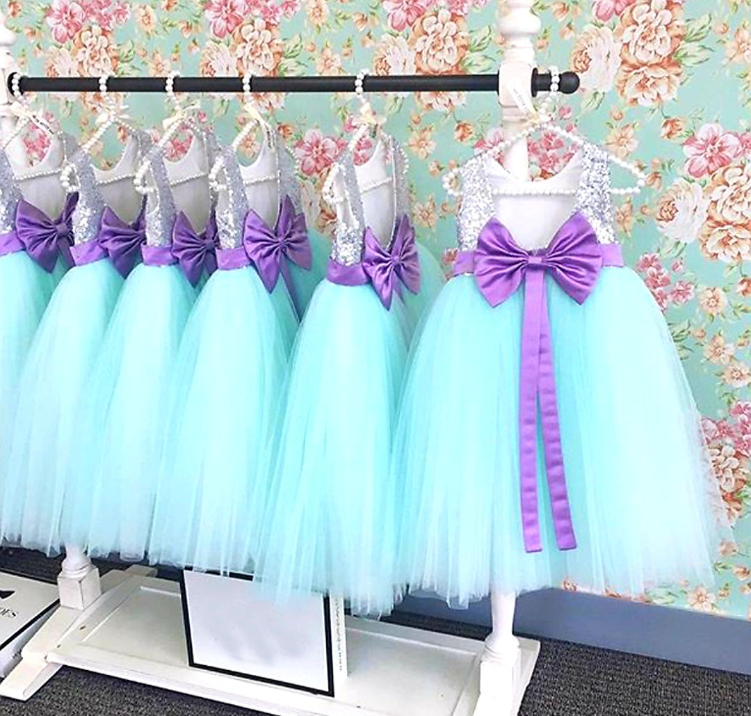 Blue and Purple Dress with Silver Sequins 1001002