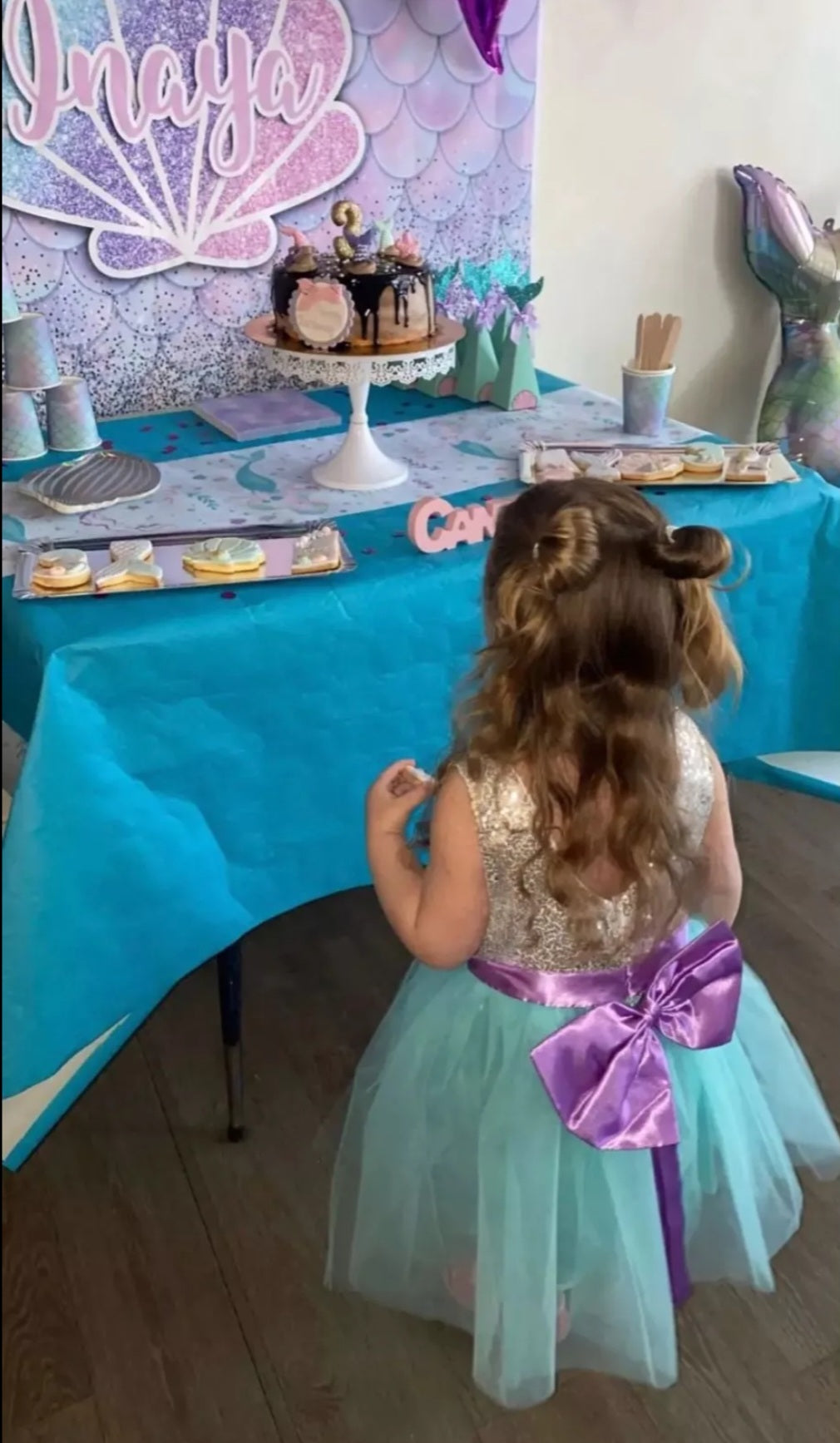 Blue and Purple Dress with Silver Sequins