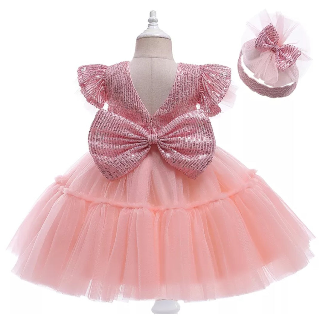 Pink Formal Dress with Headband