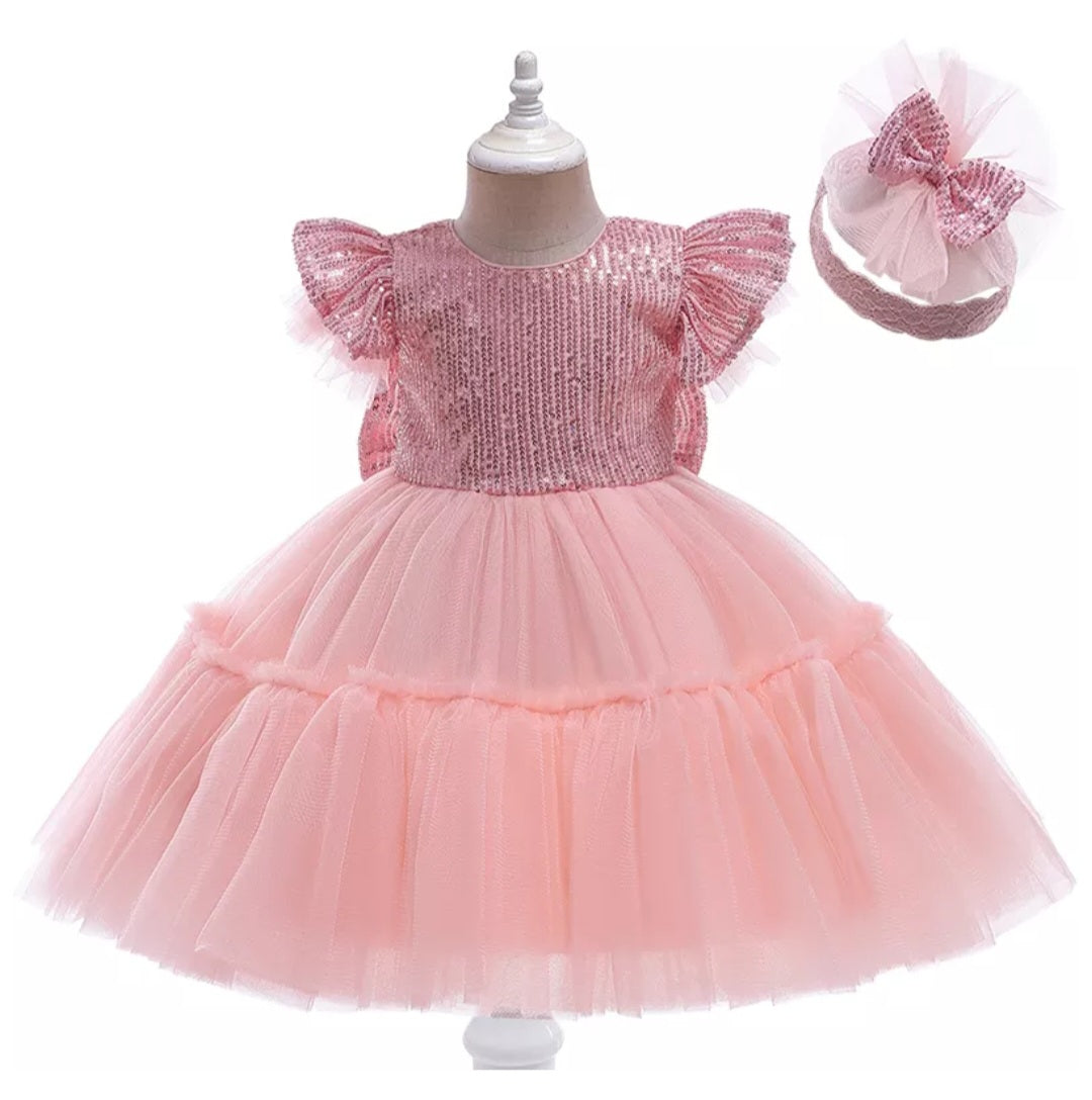 Pink Formal Dress with Headband