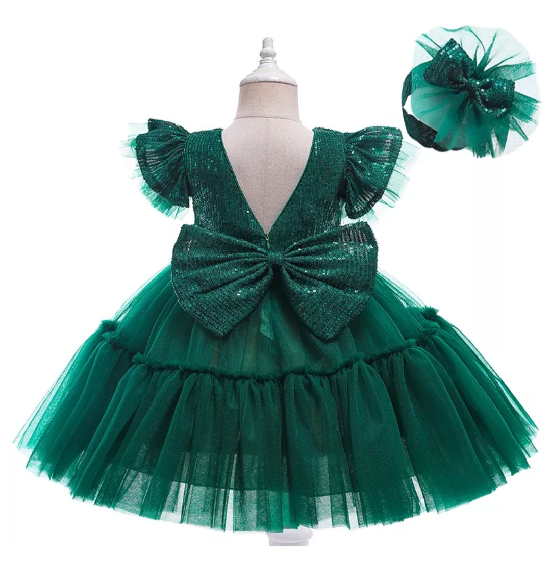 Forest Green Special Occasions Dress and Headband