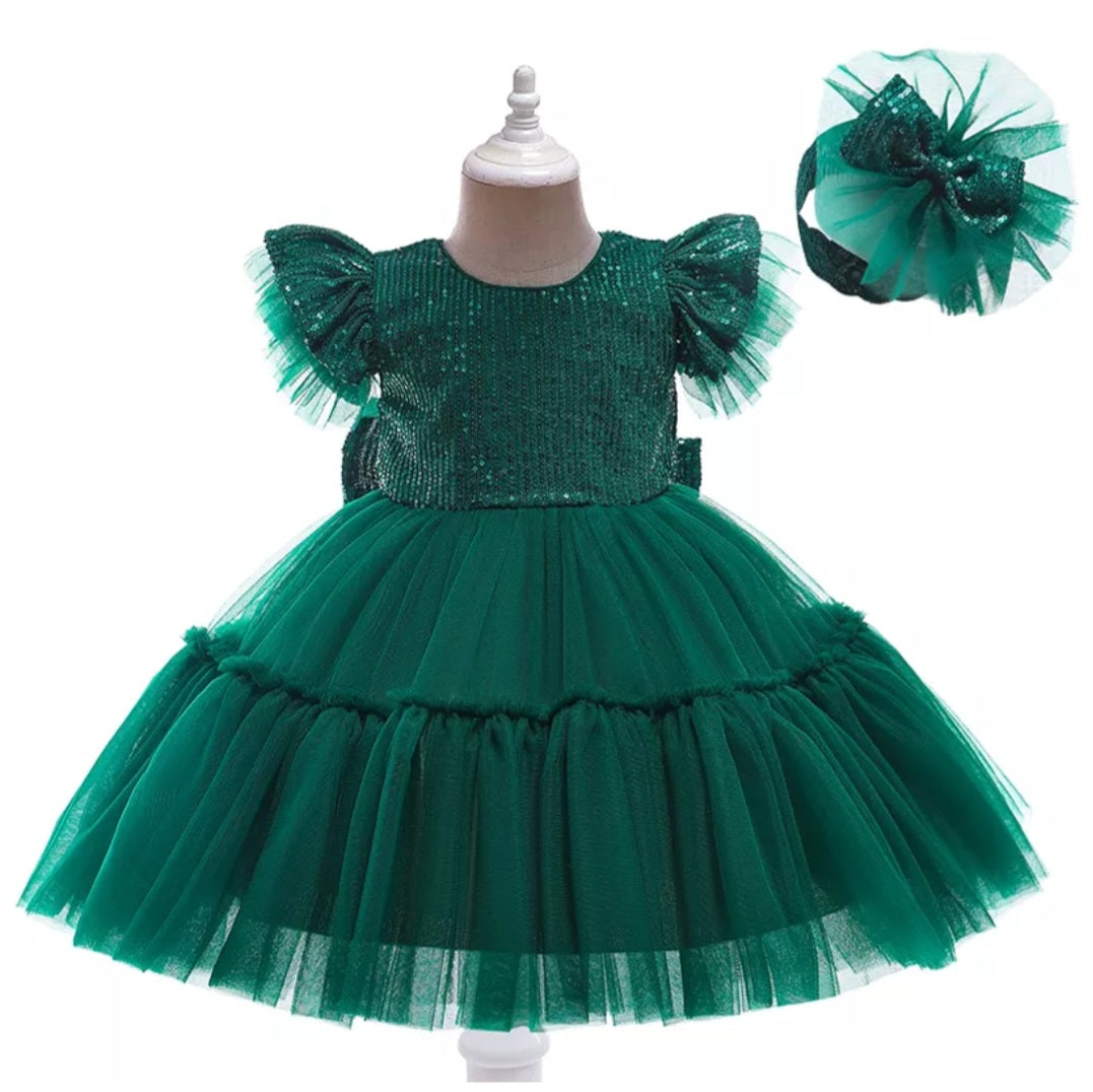 Forest Green Special Occasions Dress and Headband