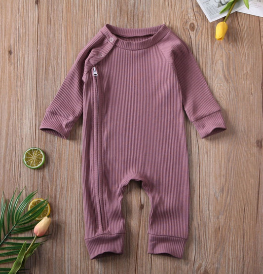 Lilac Ribbed Romper with Side Zipper #1001012