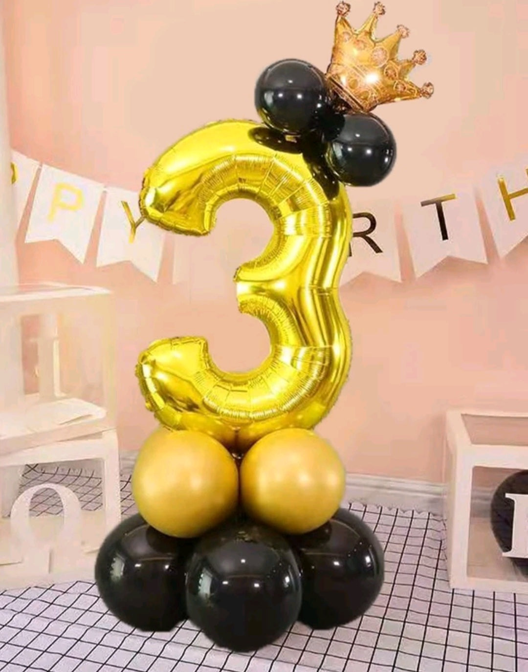 19PSC Black and Gold Balloon Set