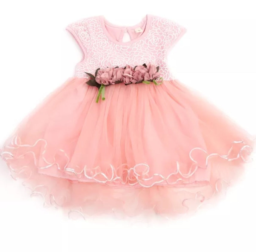 Pink Special Occasions Dress with Floral Clip on