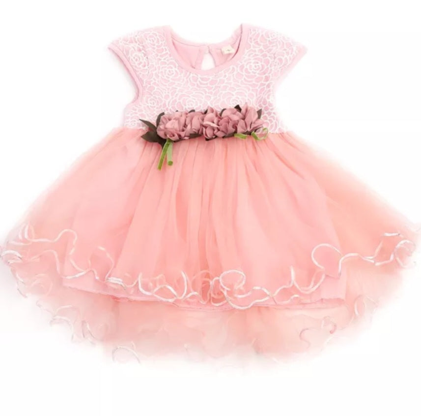 Pink Special Occasions Dress with Floral Clip on 1000121
