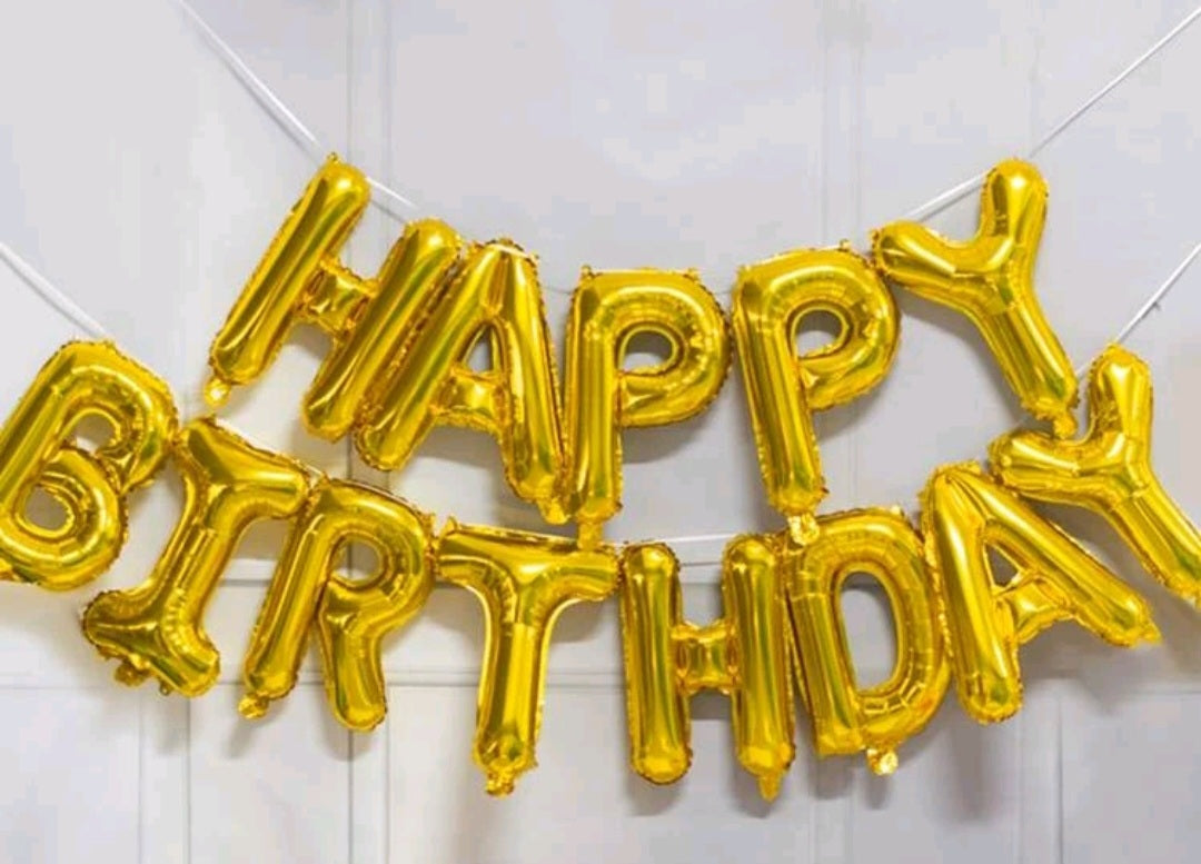 Gold Happy Birthday Balloon Set
