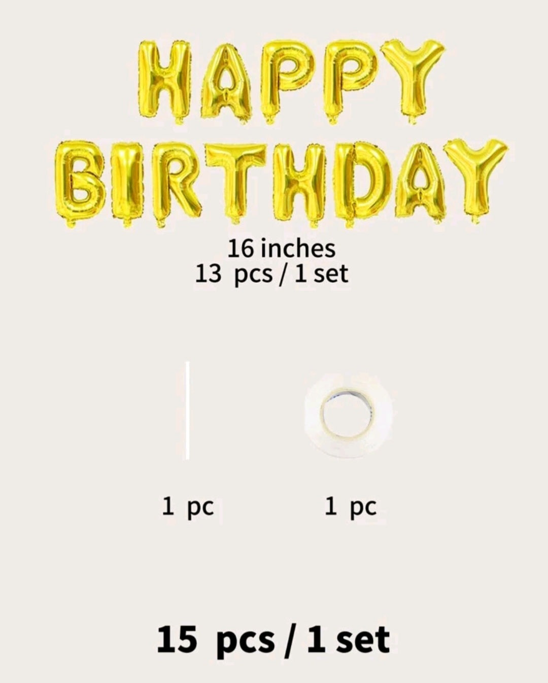 Gold Happy Birthday Balloon Set