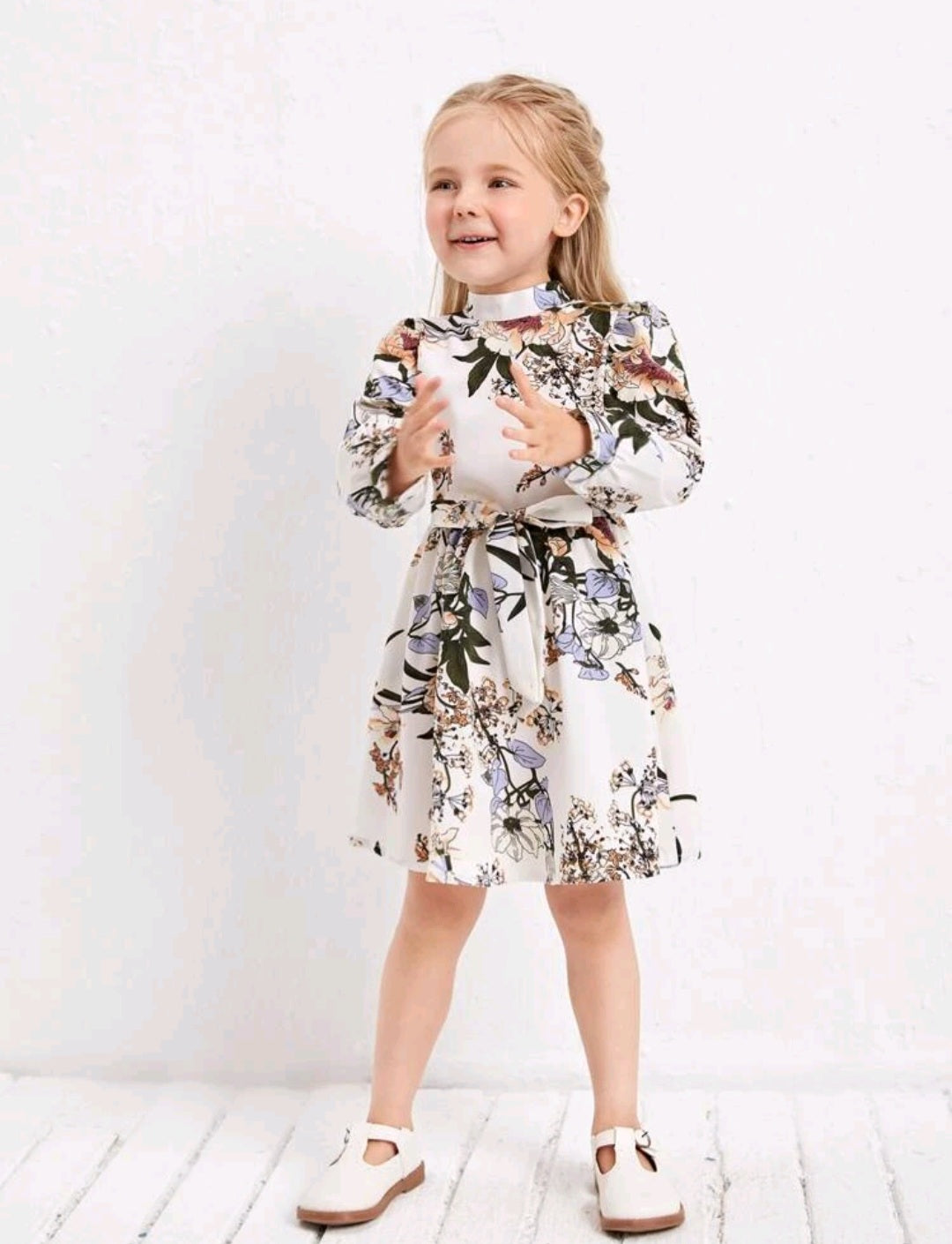 Girls Floral Dress Off White #70001