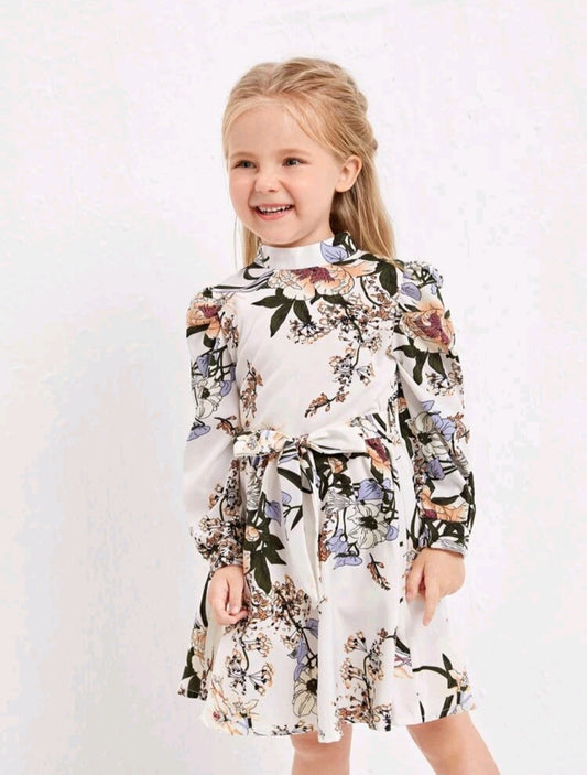 Girls Floral Dress Off White #70001