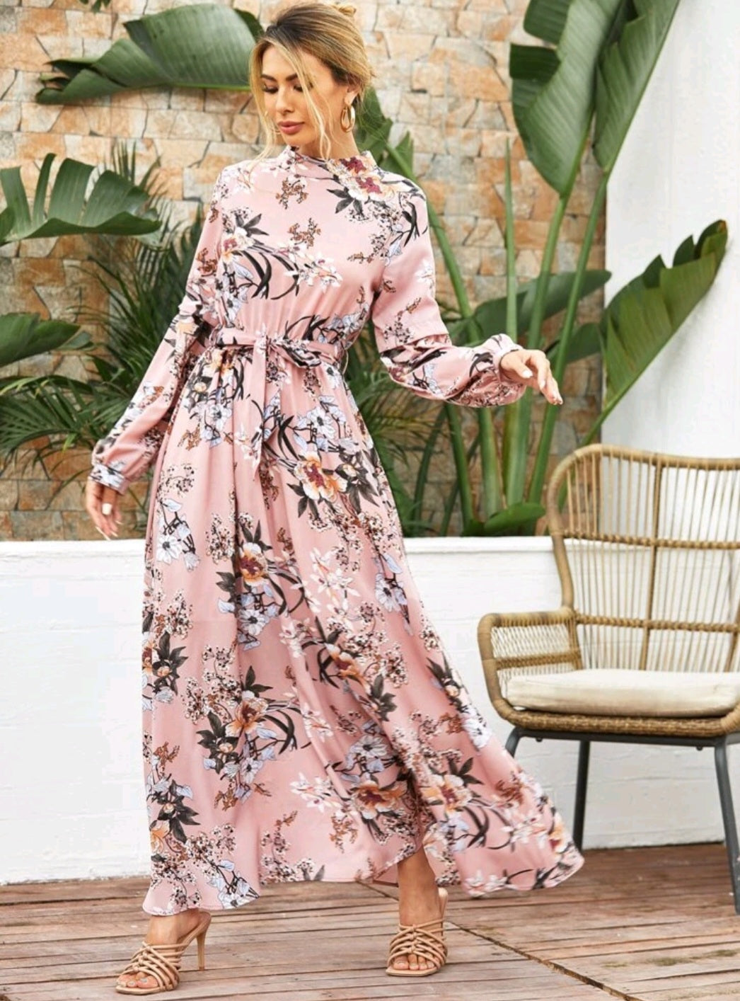 Ladies Floral Dress Pink #70007