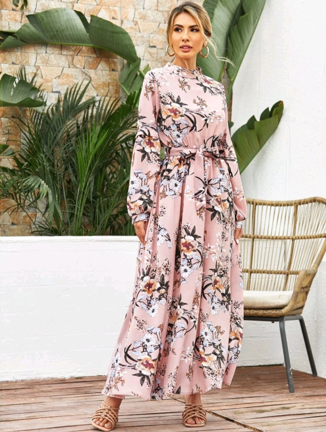 Ladies Floral Dress Pink #70007
