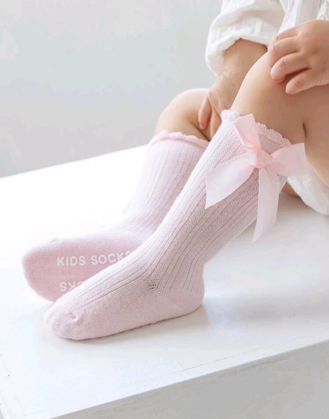 Pink Knee Socks with Bow