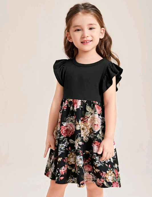 Black Floral Dress (Mommy and Me/ Sibling Outfit) #700013