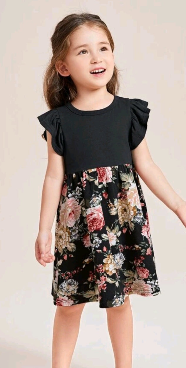 Black Floral Dress (Mommy and Me/ Sibling Outfit) #700013