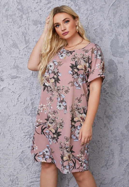 Dusty Pink Floral Ladies Dress #700025
