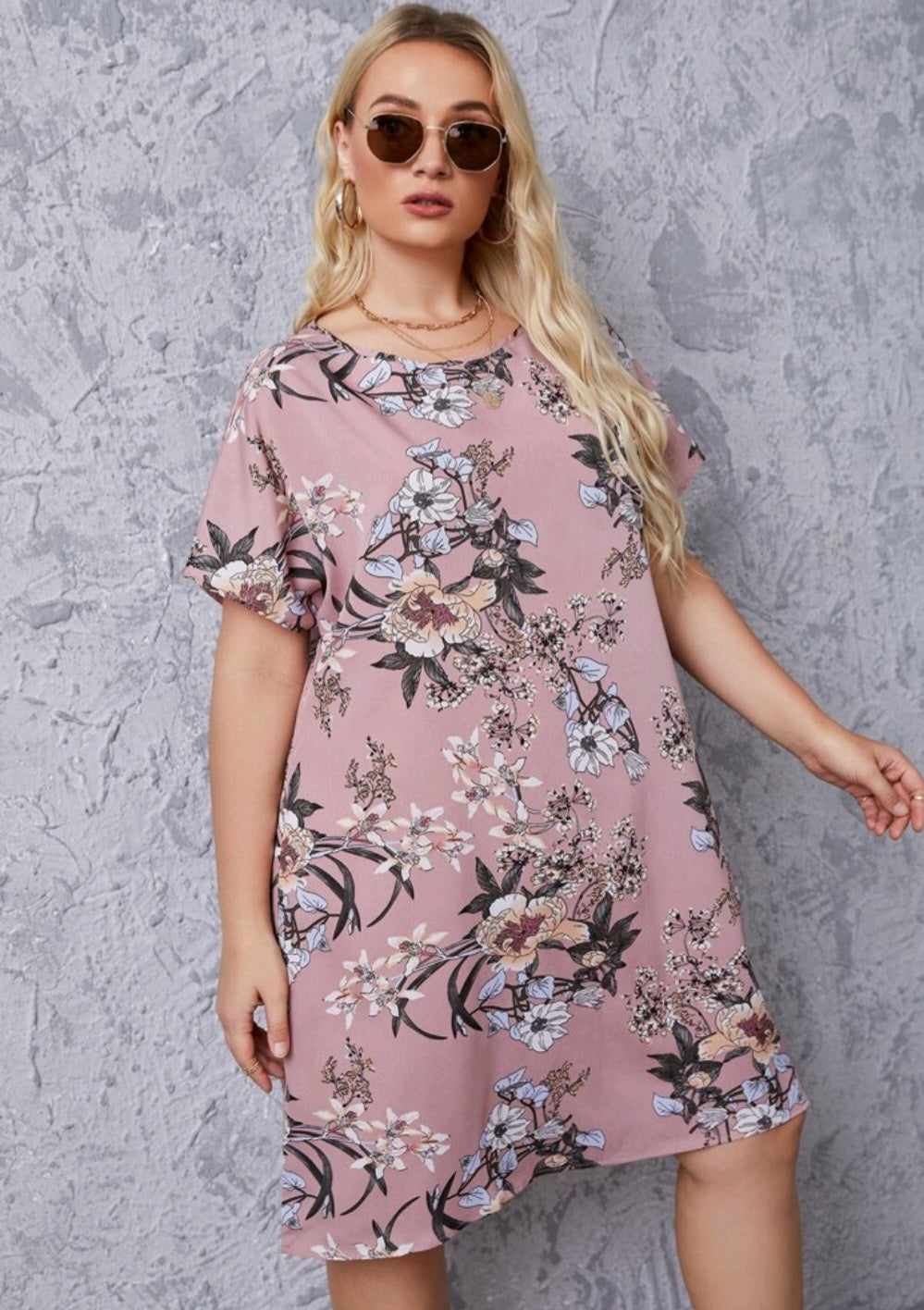 Dusty Pink Floral Ladies Dress #700025