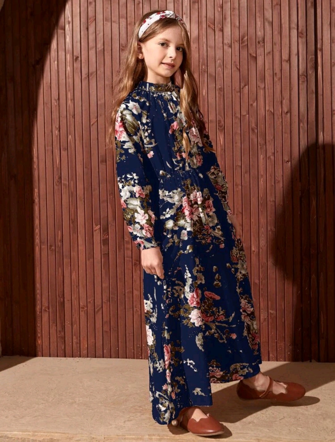 Navy Floral Dress #700030