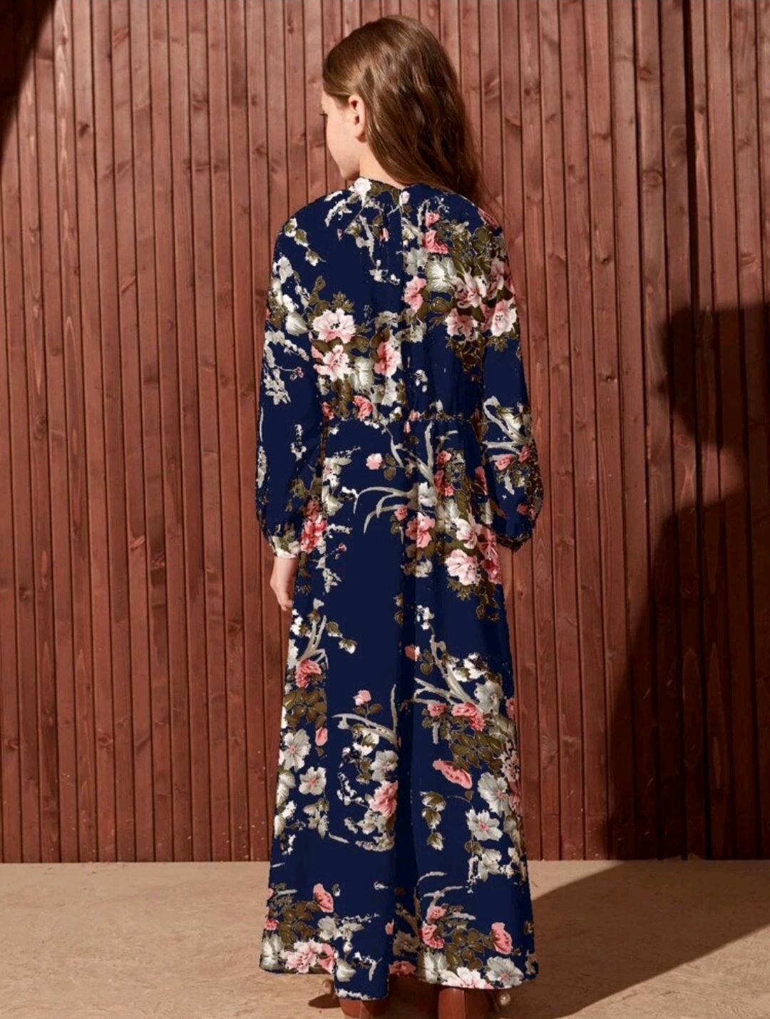 Navy Floral Dress #700030