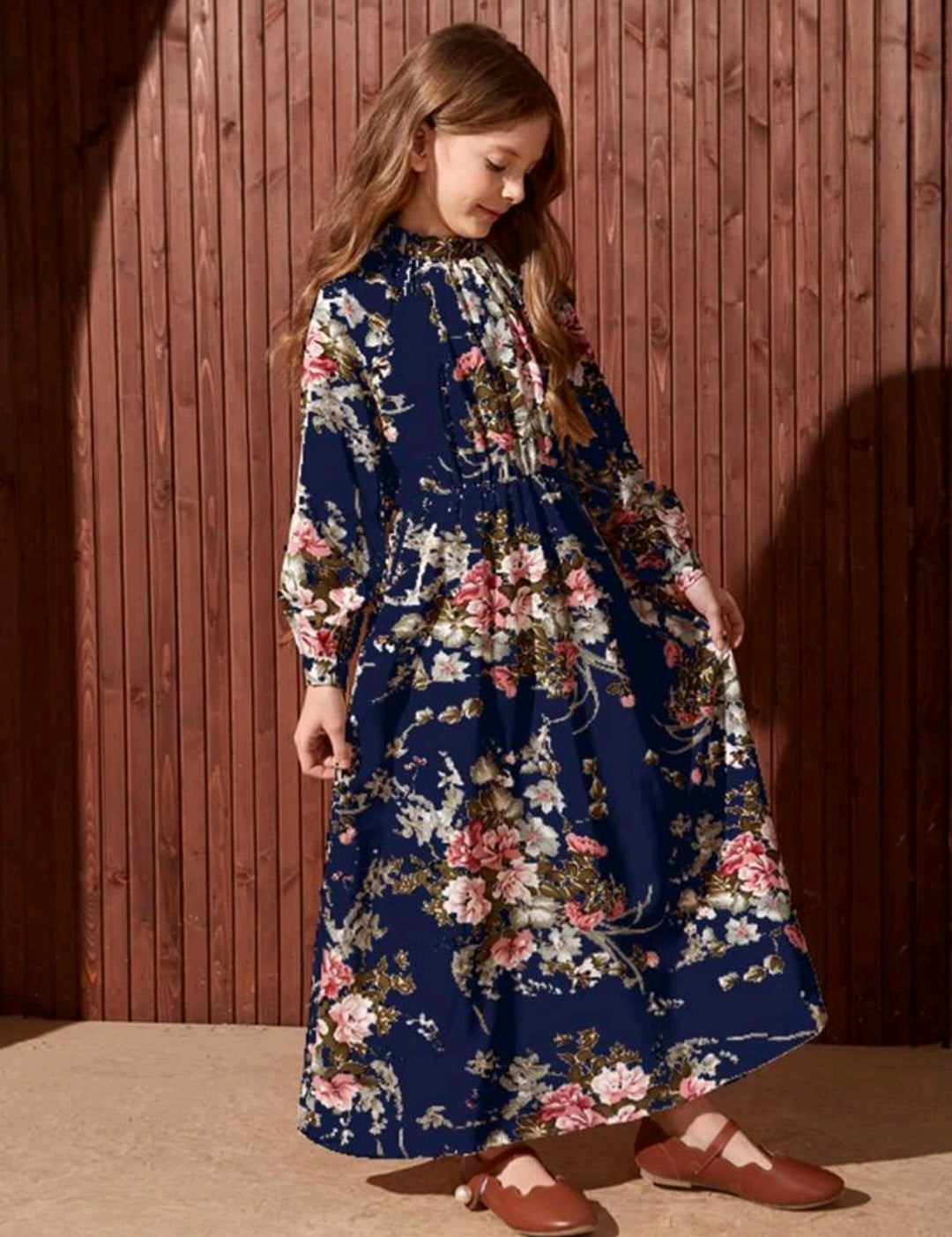 Navy Floral Dress #700030